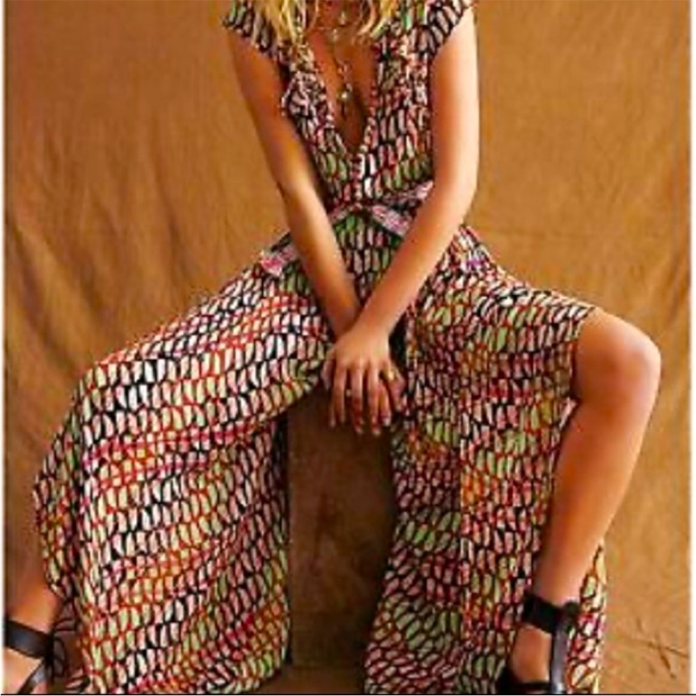 Free People FP One Sahara Summer Jumpsuit Hand Printed size large